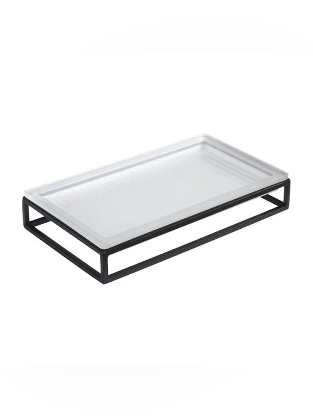 NEW
Better Homes & Gardens Ribbed Glass and Metal Tray, White with Black Accents